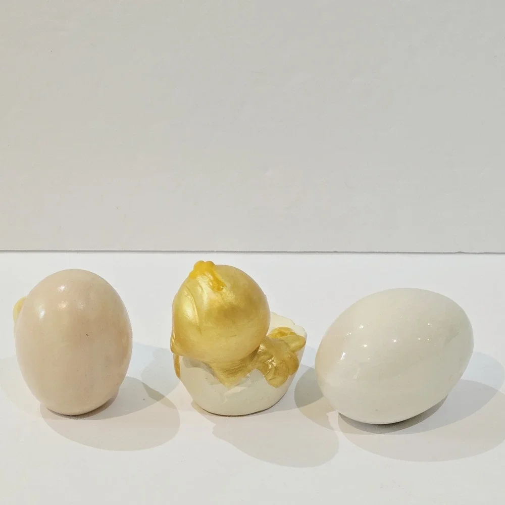 Vintage Figurines Hatching Yellow Chicks Chickens And Eggs